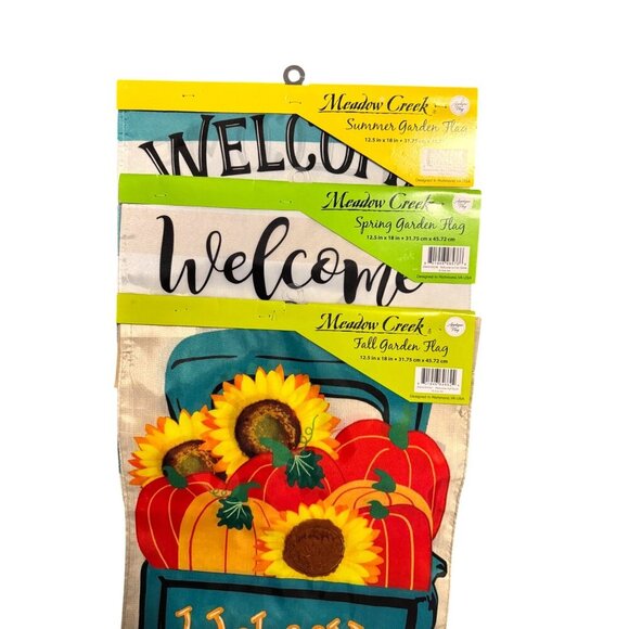 3 Garden Flags Bundle 12.5 x 18 Double Sided Welcome Spring Summer Fall - Picture 3 of 16